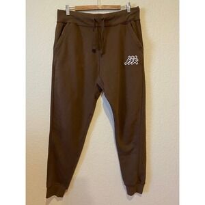 Lane Seven Mens Joggers Large Brown Fleece Embroidered Graphic Sweatpants LST006